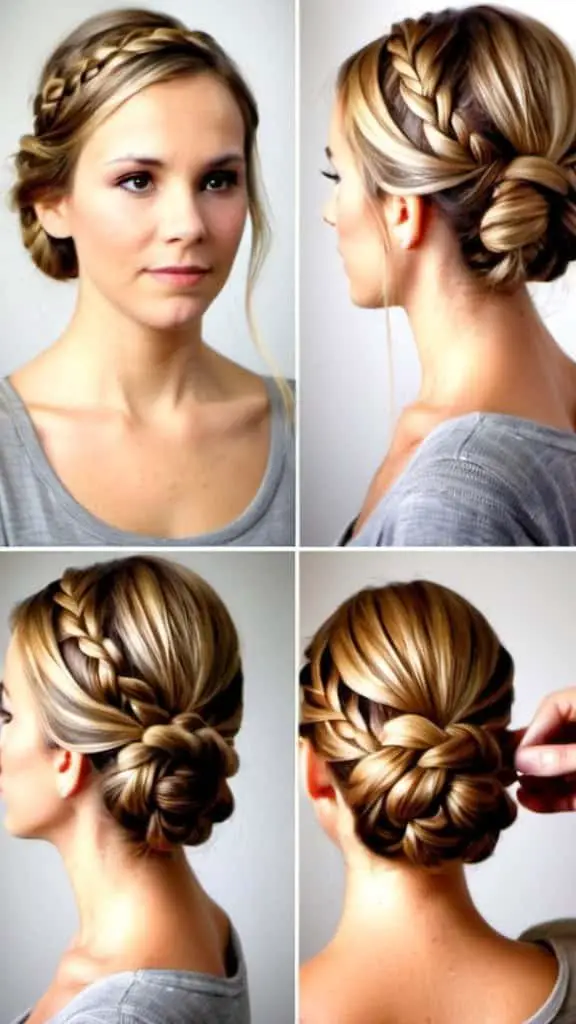 Side Braided Chignon Easy Updos for Medium Hair Easy Updos for Medium Hair