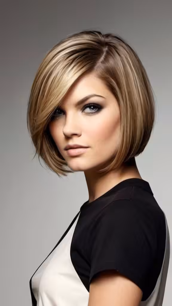 Side Parted Angled Bob Medium Side Part Haircut