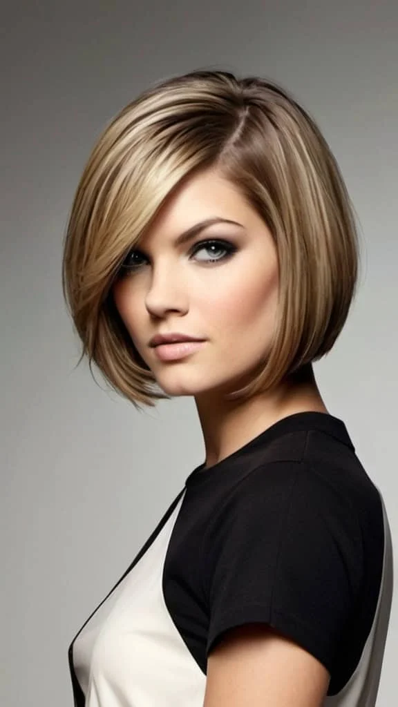 Side Parted Angled Bob Medium Side Part Haircut Medium Side Part Haircut