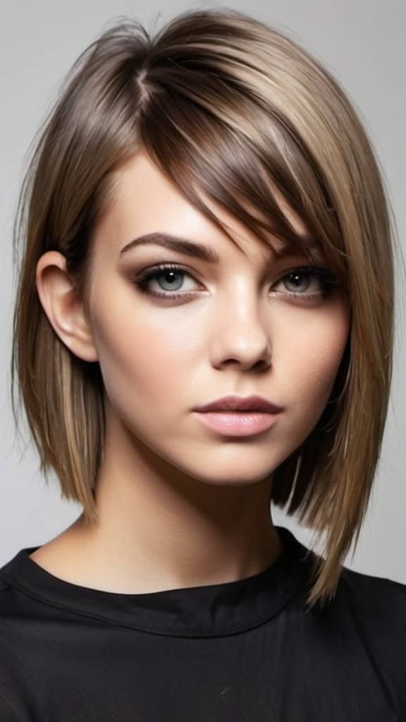 Side Parted Asymmetrical Haircut Straight Hairstyles for a Stylish Look