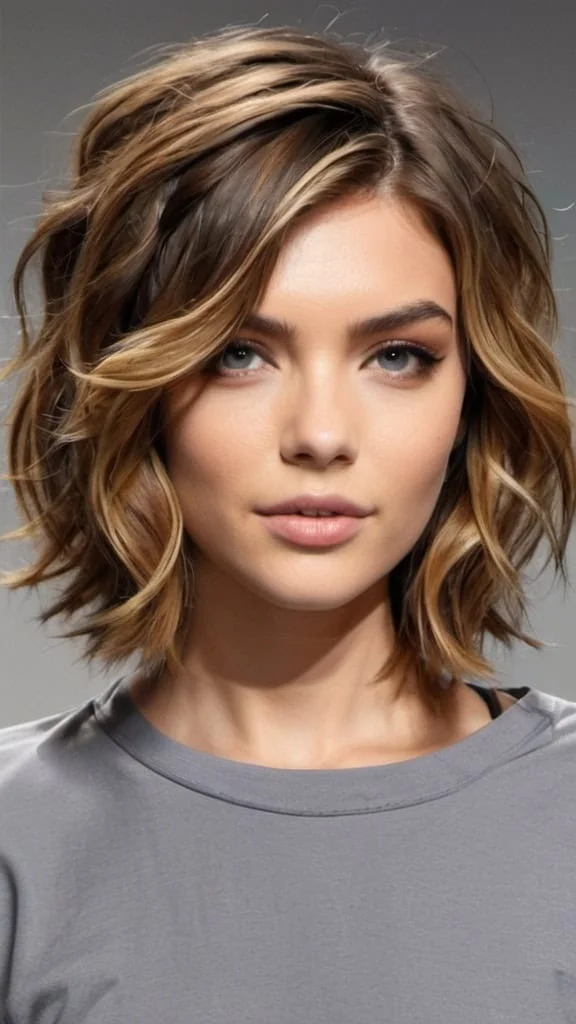 Side Parted Layered Beach Waves Medium Side Part Haircut Medium Side Part Haircut