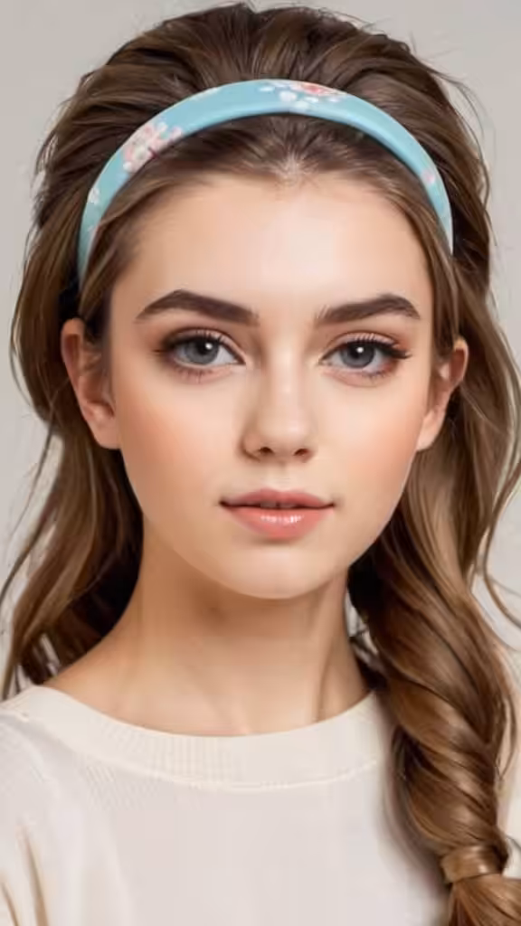 Side-Parted Long Headband Hair Hairstyles with Headbands