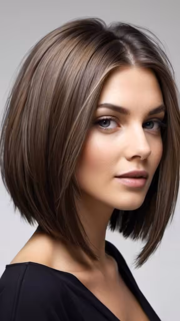 Side Parted Straight Lob Medium Straight Hairstyles and Haircuts