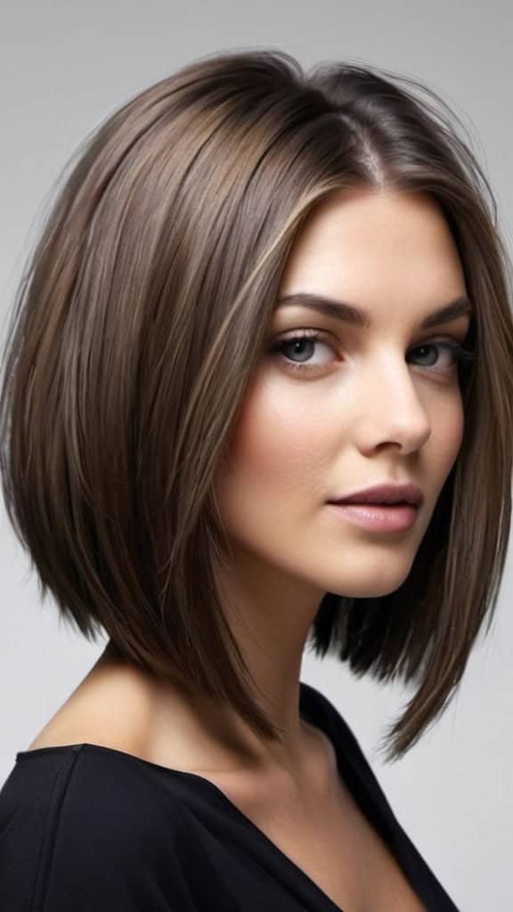 Side Parted Straight Lob Medium Straight Hairstyles and Haircuts