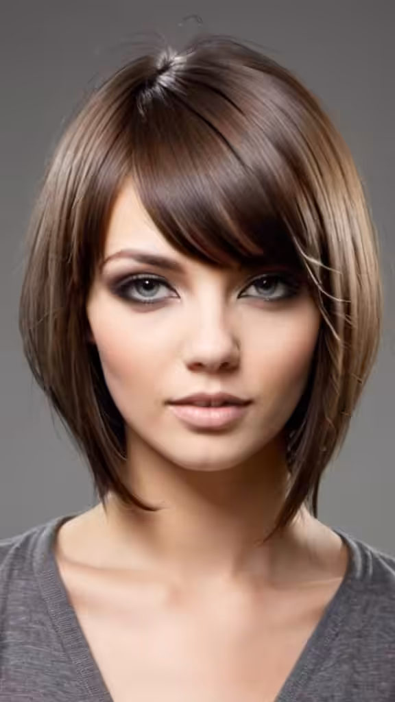 Side Parted Swooping Fringe Medium Side Part Haircut