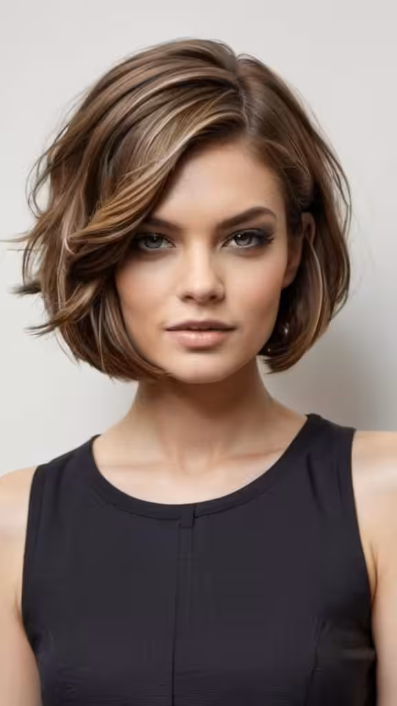 Side Parted Wavy Bob Medium Side Part Haircut
