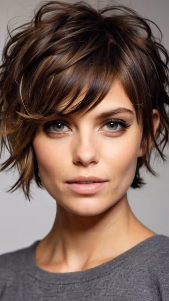 Side Swept Banged Choppy Waves