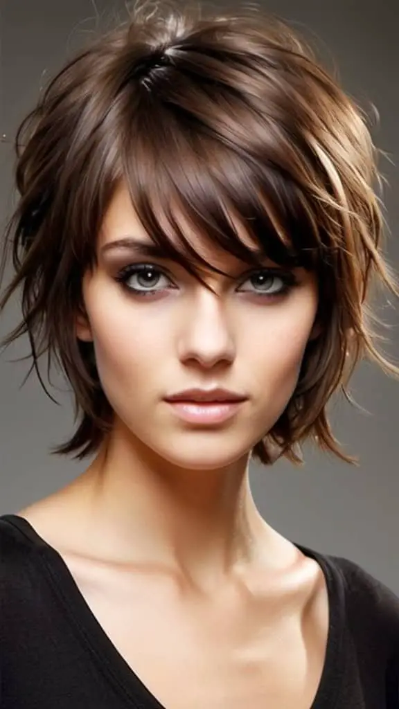 Side-Swept Fringe on a Messy Cut Hairstyles for Medium Hair Length Hairstyles for Medium Hair Length