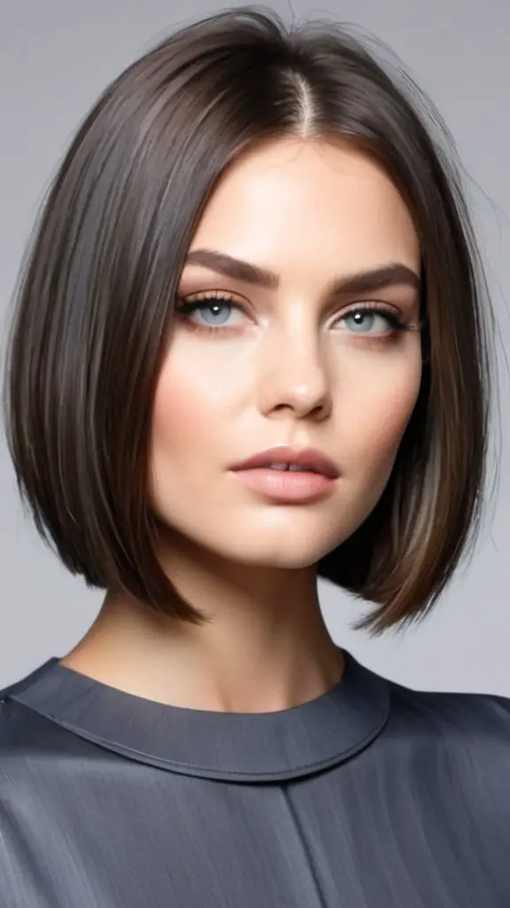 Sleek Center Part with Bob Low Maintenance Short Haircuts