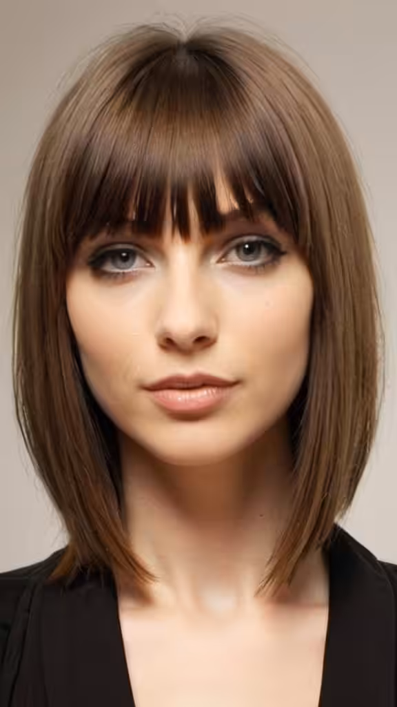 Straight Fringe - 21 Medium Hairstyles for Women for All Face Shapes for 2026