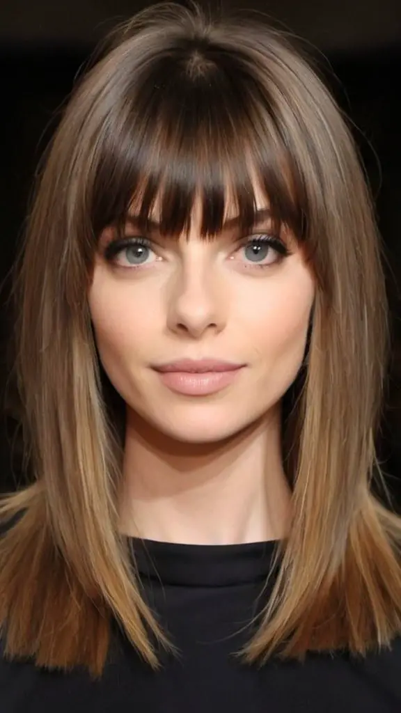 Straight Lob with Bangs Straight Hairstyles for a Stylish Look