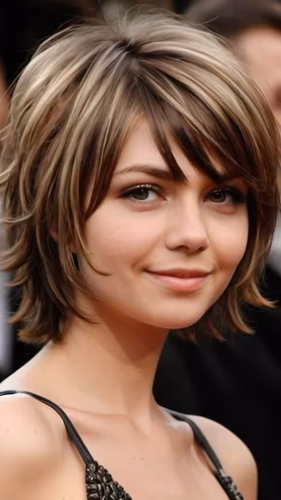 Textured Shag Cut Medium Hairstyles for Round Faces