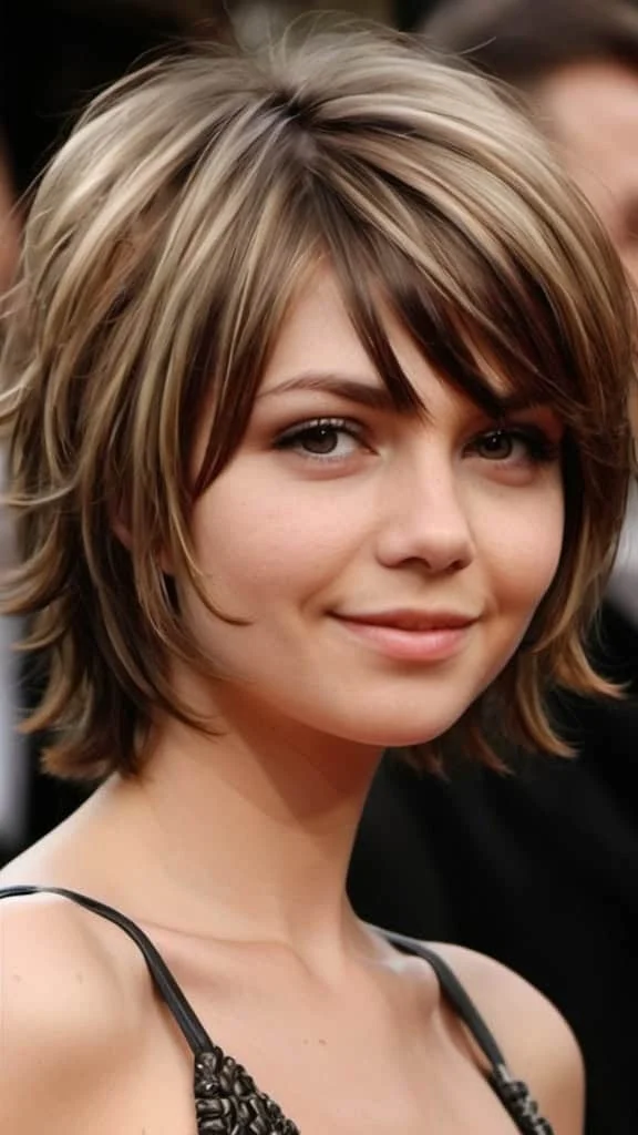 Textured Shag Cut Medium Hairstyles for Round Faces