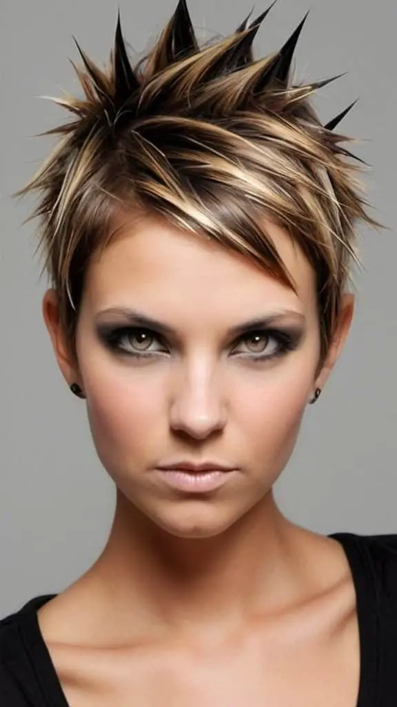 Textured Spiky Pixie with Highlighted Tips Short Spiky Haircuts for Women