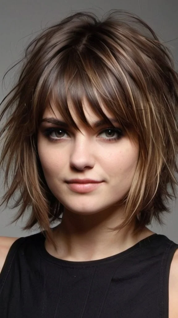 The Disheveled Cut Medium Hairstyles for Round Faces