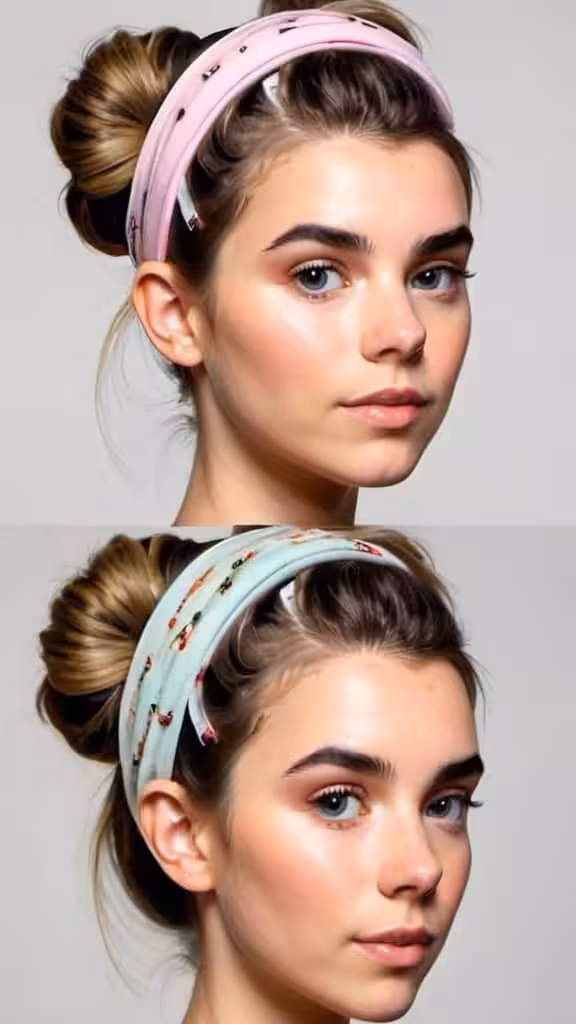 Top Bun With Headband Hairstyles with Headbands