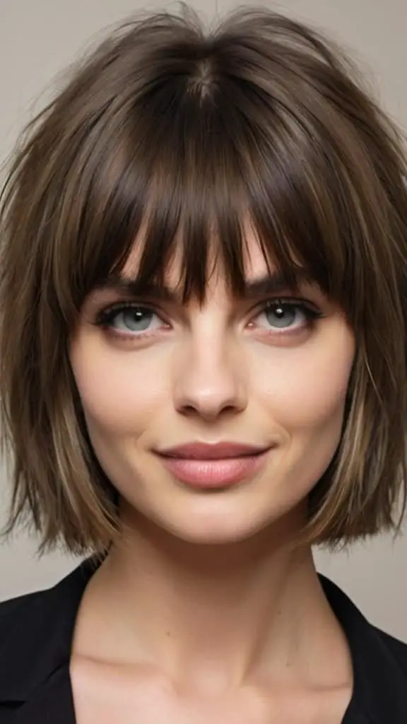 Tousled Bob with Straight Bangs Layered Haircuts with Bangs Layered Haircuts with Bangs