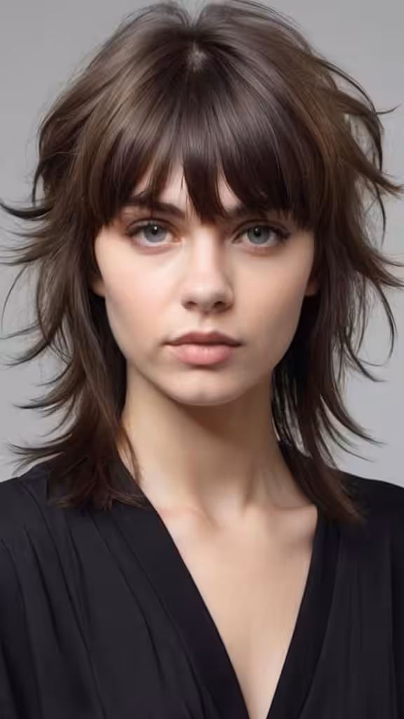 Tousled Mullet with Bangs Medium Haircuts to Fuel Your Imagination