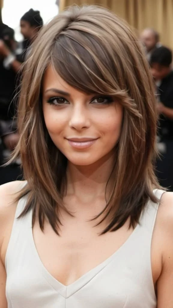 V-cut Layers Medium Length Hairstyles for Thin Hair