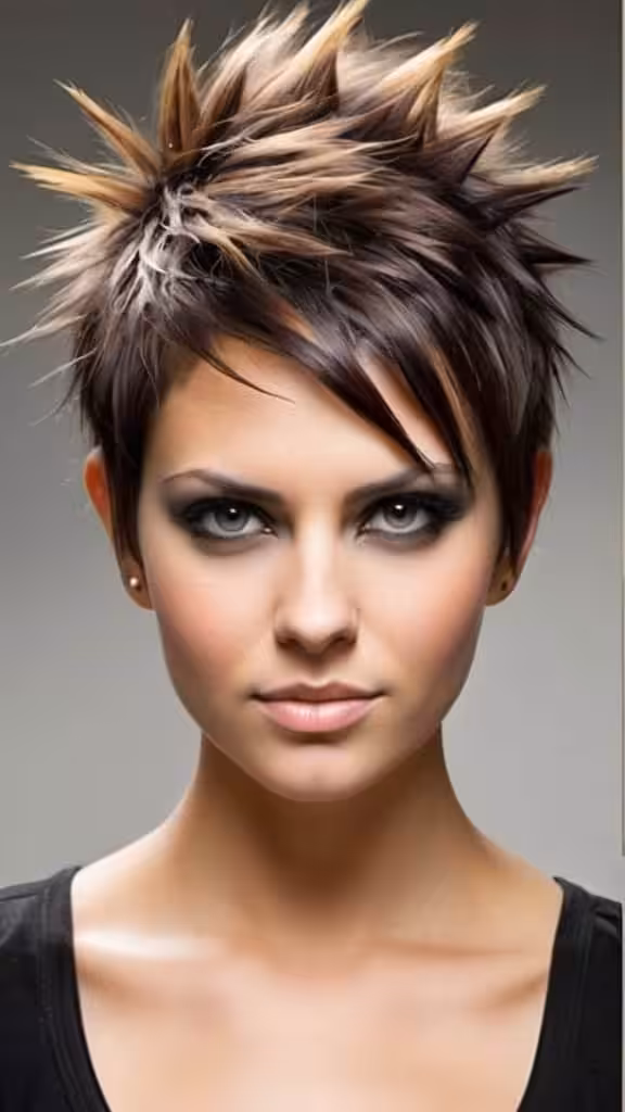 Vivid Spikes On Messy Hair Short Spiky Haircuts for Women