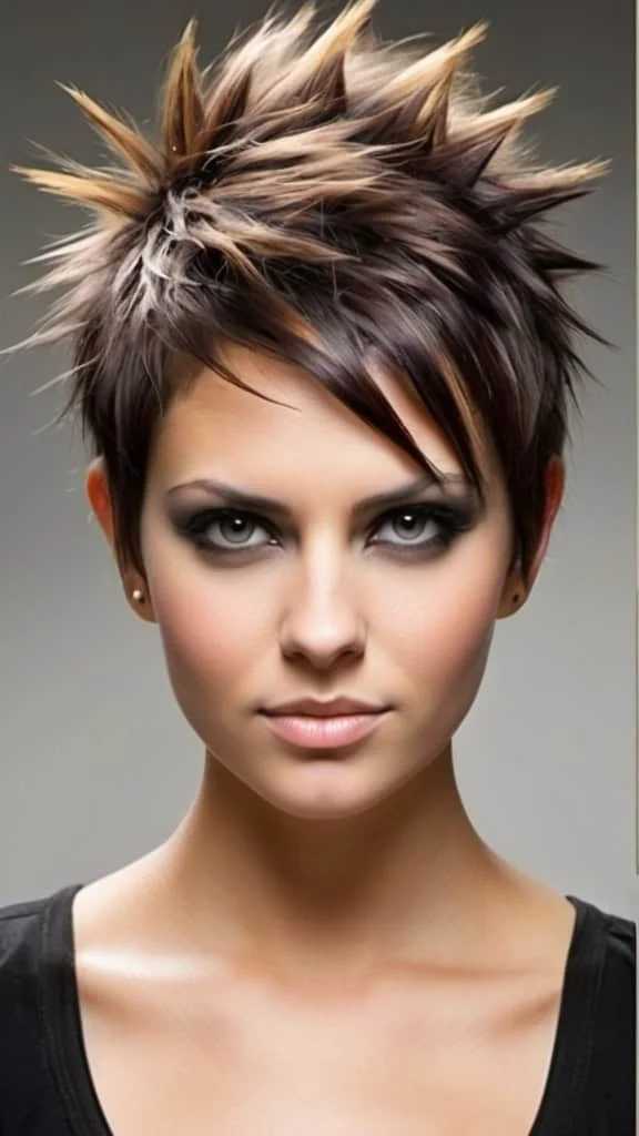 Vivid Spikes On Messy Hair Short Spiky Haircuts for Women