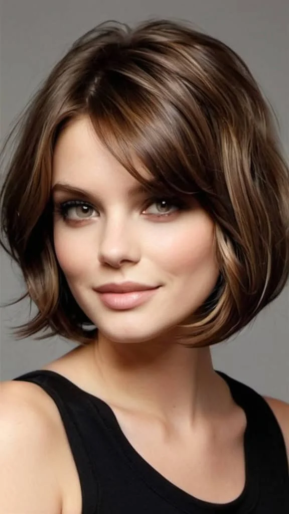 Wavy Bob Medium Hairstyles for Round Faces