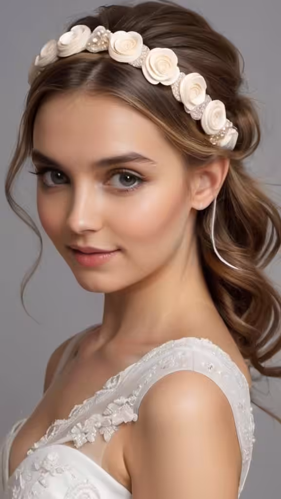 Wavy Bridal Headband Hairstyles with Headbands