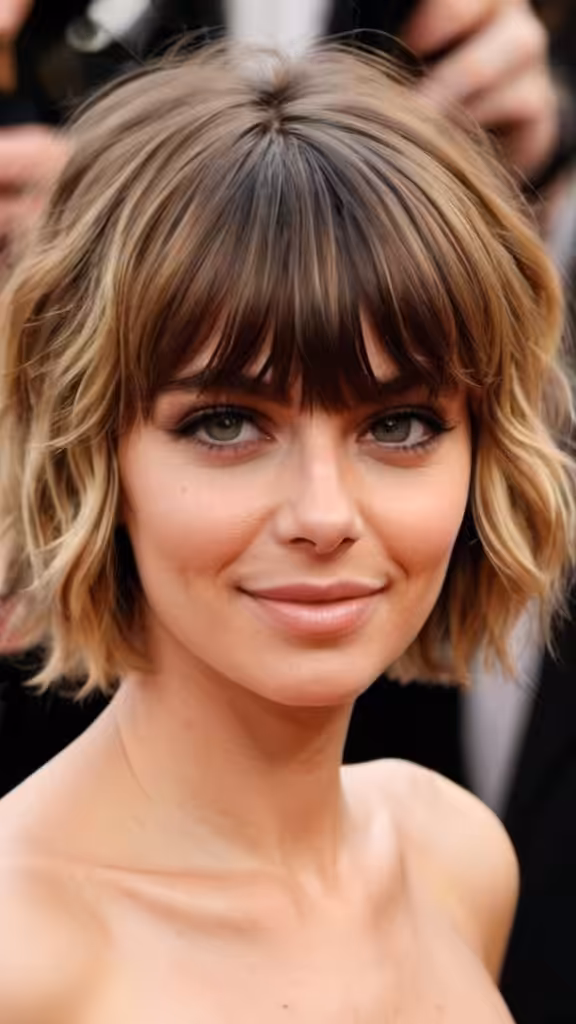 Wavy Layers with Bangs Short Fringe Hairstyles