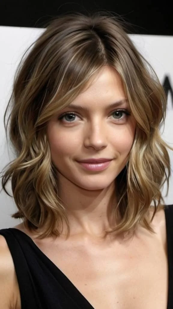 Wavy Layers Medium Length Hairstyles for Thin Hair
