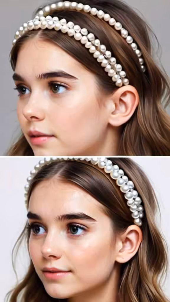 White Pearl Headband With Open Hair Hairstyles with Headbands