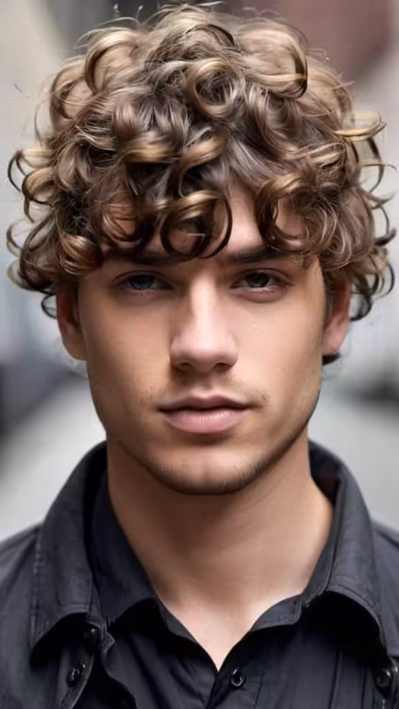 Curly Fringed Textured Haircut Medium Hairstyles for Men