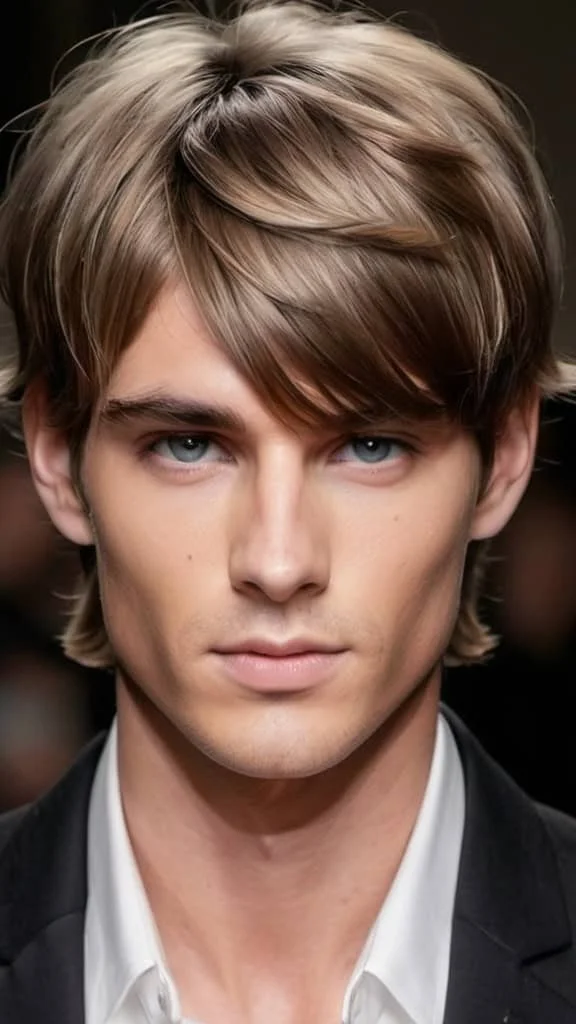 Elongated Swoopy Fringe Medium Hairstyles for Men