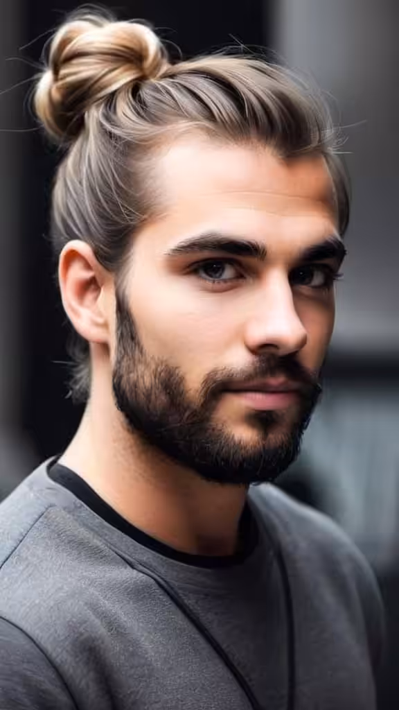 Half-up Bun Medium Hairstyles for Men
