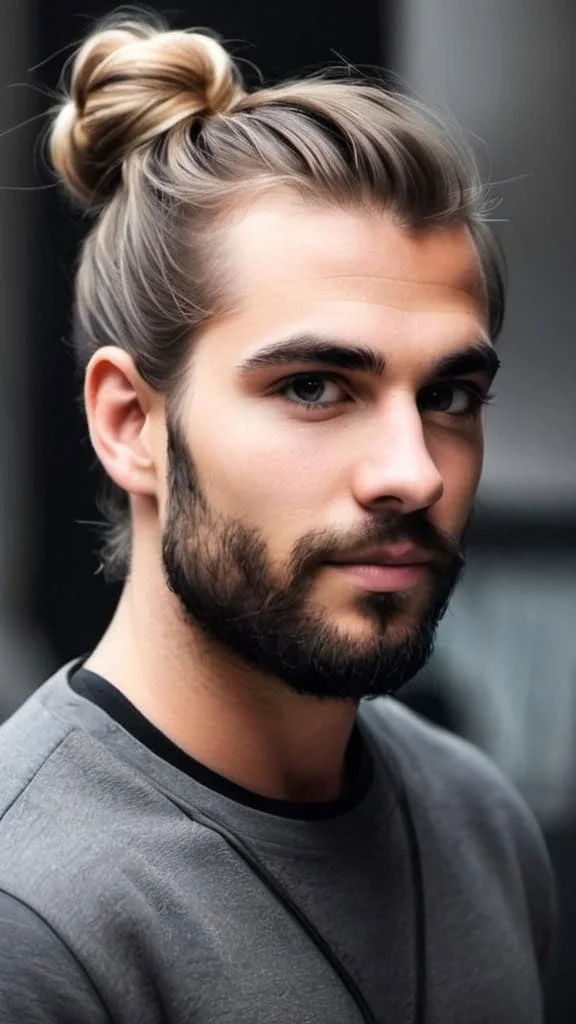 Half-up Bun Medium Hairstyles for Men