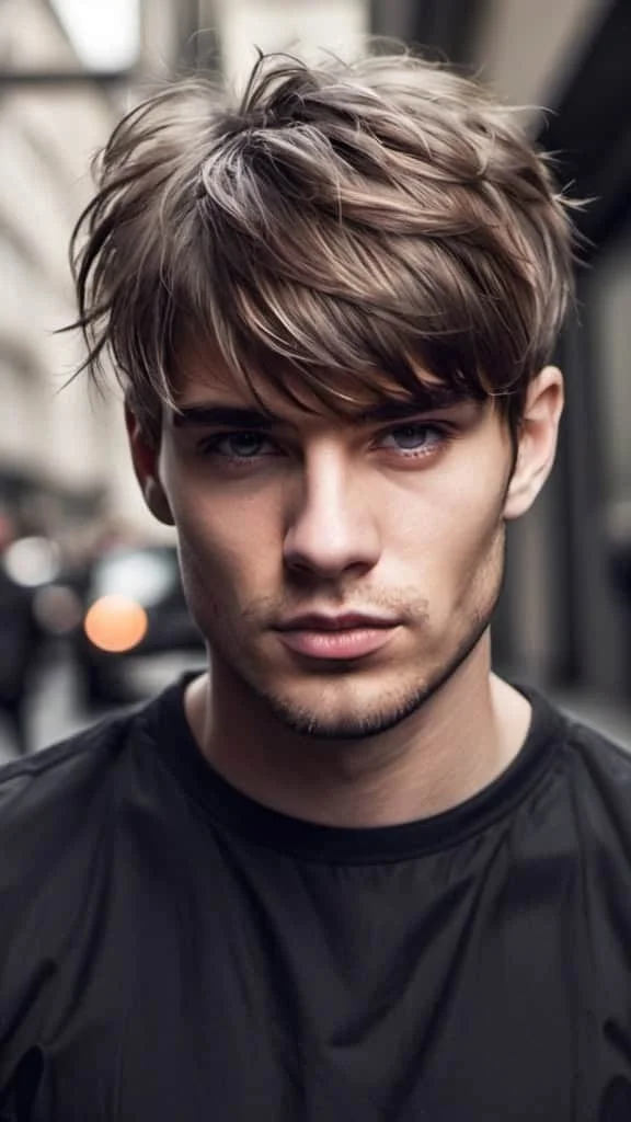 Textured Fringe Haircut Medium Hairstyles for Men