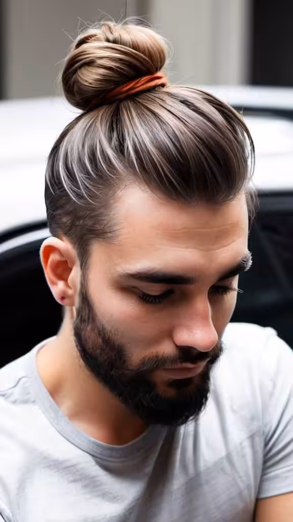 Top Knot Medium Hairstyles for Men