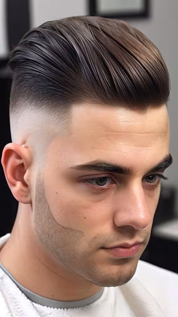Brush Back with Mid Skin Fade Mid Taper Fade
