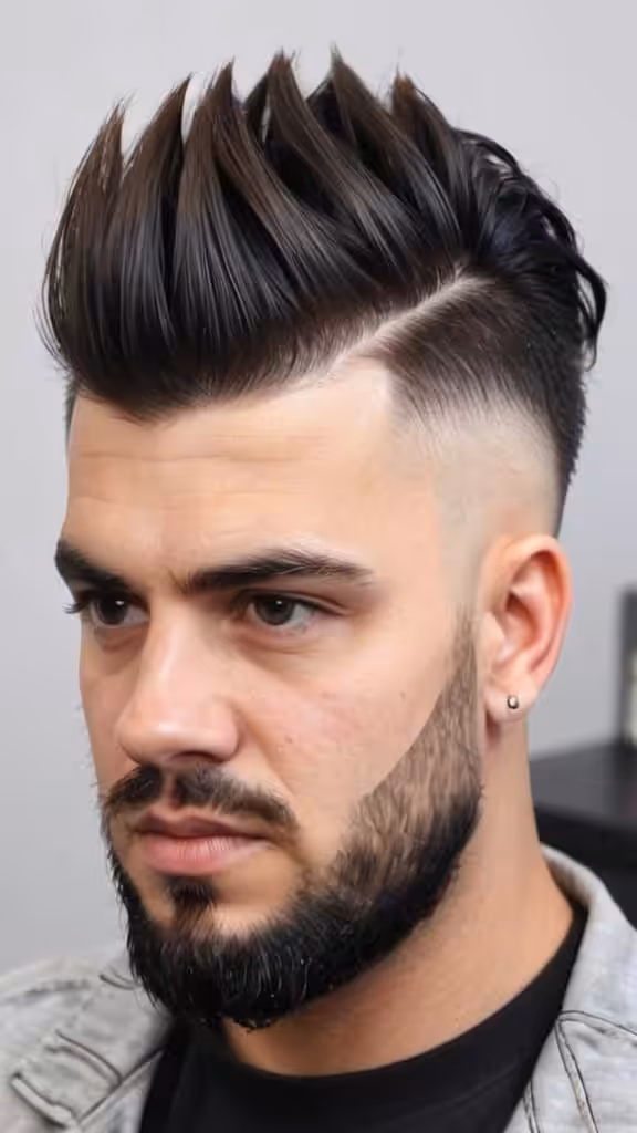 Burst Mid Fade with Mohawk Mid Taper Fade
