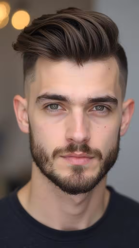 Buzz Cut with Mid Fade and Beard Mid Taper Fade