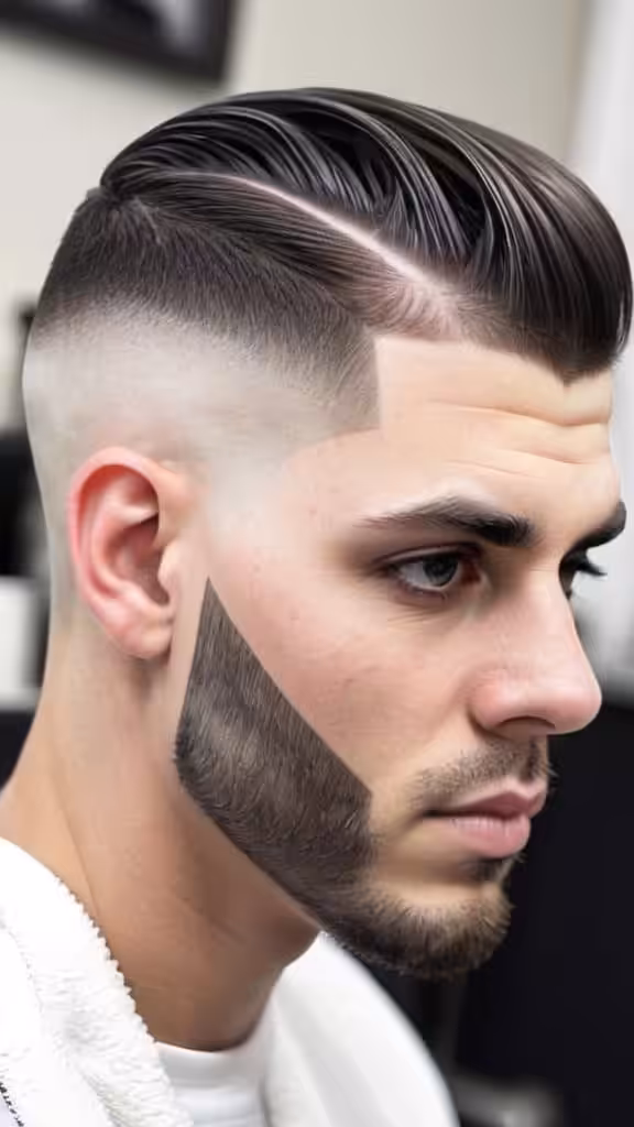 Fade with Shaved Lines High Taper Fade