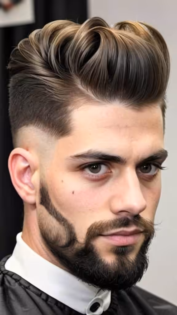 High Fade with Low Pompadour High Taper Fade
