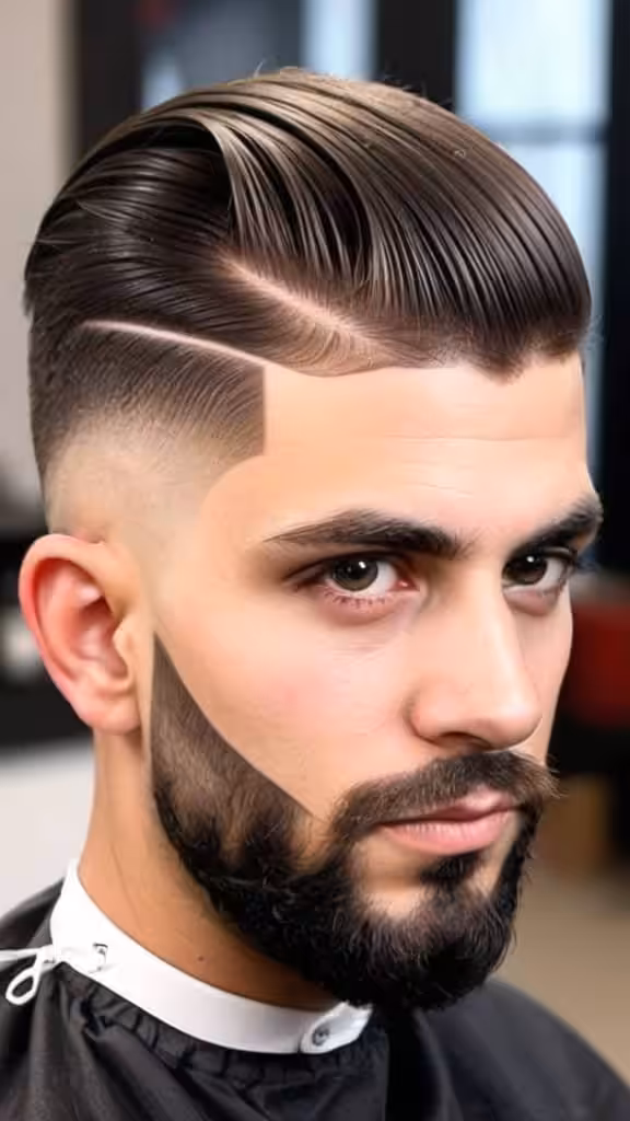 Low Fade with Geometric Patterns Low Taper Fade