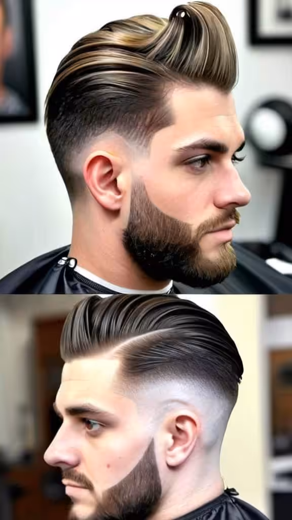Low Fade with Pompadour Low Taper Fade