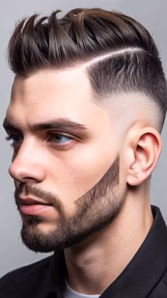 Mid Fade with Angled Fringe Mid Taper Fade