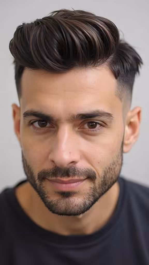 Mid Fade with Brushed Forward Waves Mid Taper Fade