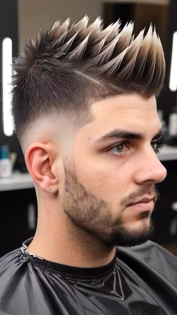 Spiky Hair with Mid Taper Fade