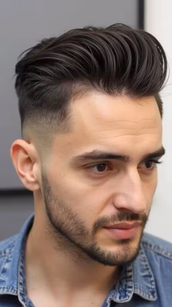 Textured Fringe with Mid Fade Mid Taper Fade