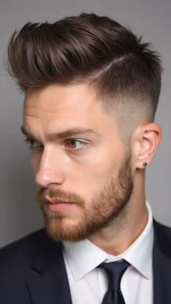 Trendy Parted Style with Mid Fade Mid Taper Fade