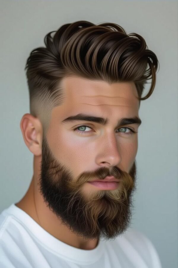 Colored accents low taper fade, dyed top hairstyle, vibrant modern look.