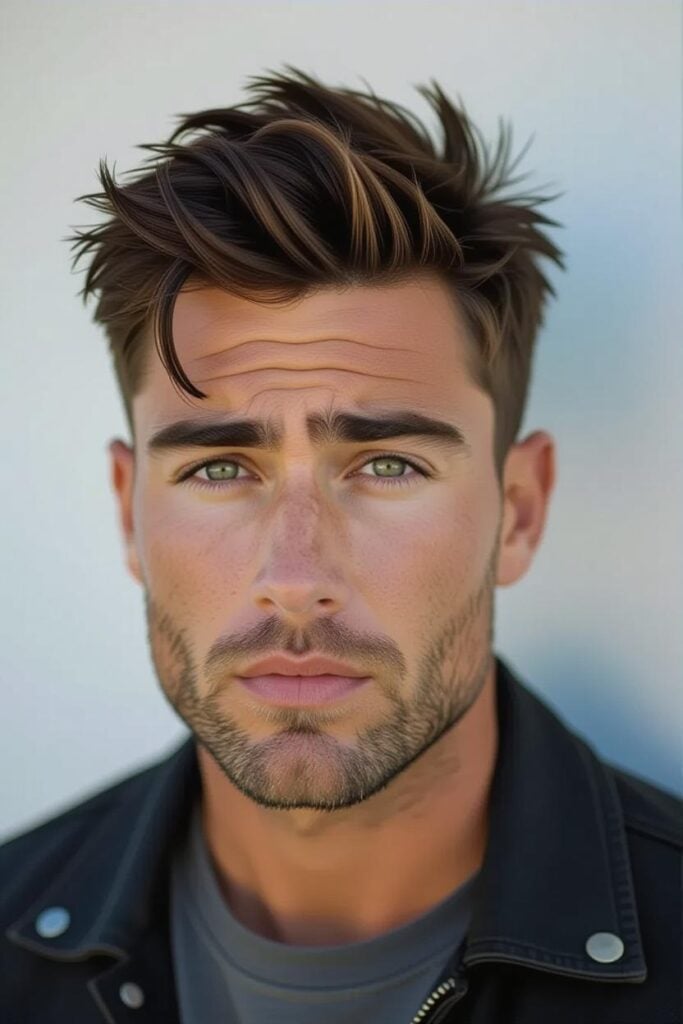 Mid Taper Fade: 35 Unique Styles for Men in 2025 Mid taper fade choppy texture, rugged choppy hairstyle, casual vibe